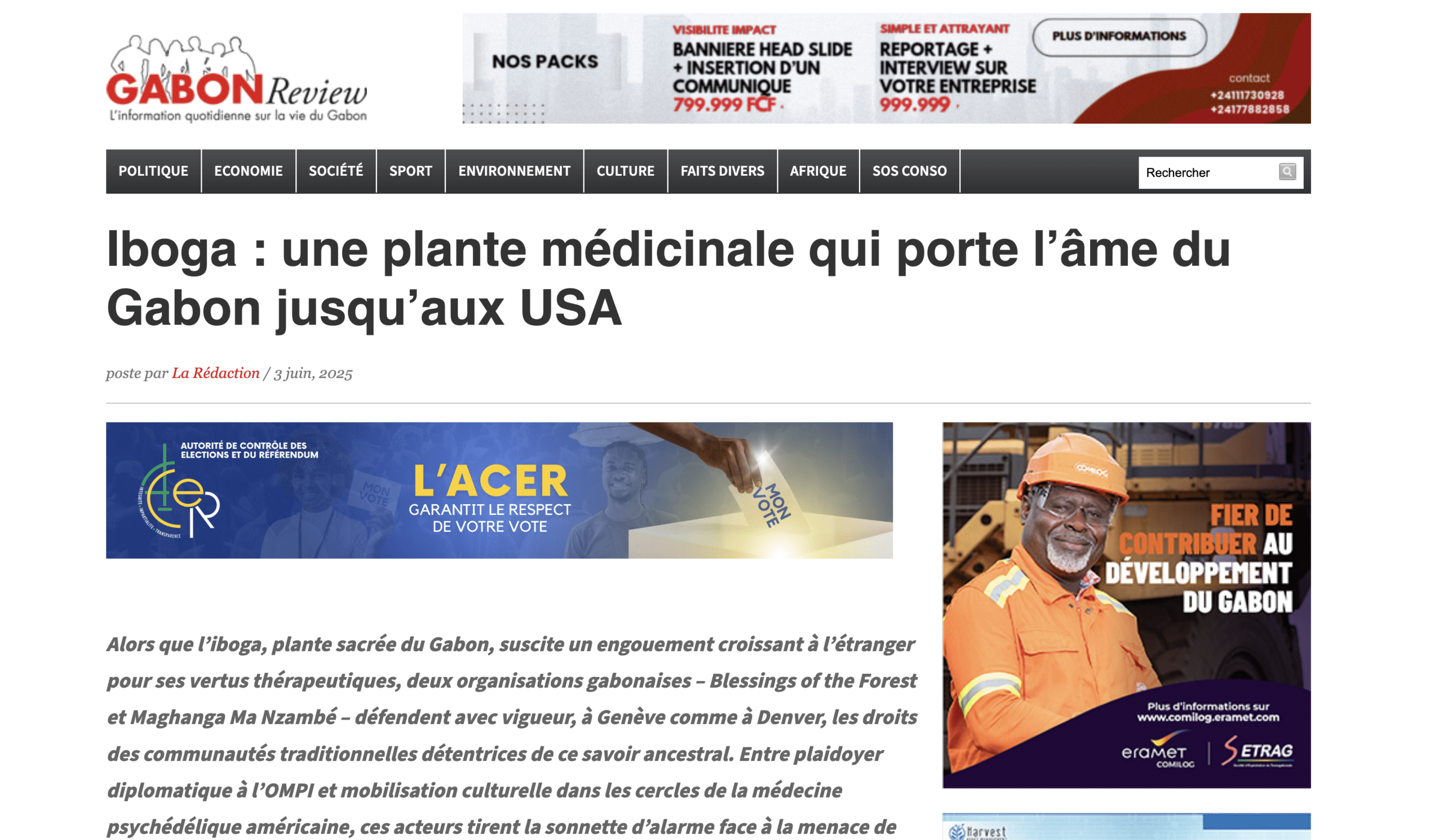 Blessings of the forest -Iboga : une plante médicinale qui porte l’âme du Gabon jusqu’aux USA