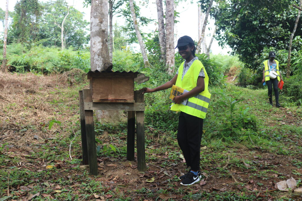 Claude Moussadji:devant la ruche:plantation:Rene Mabondo:25 03 2022:.JPG